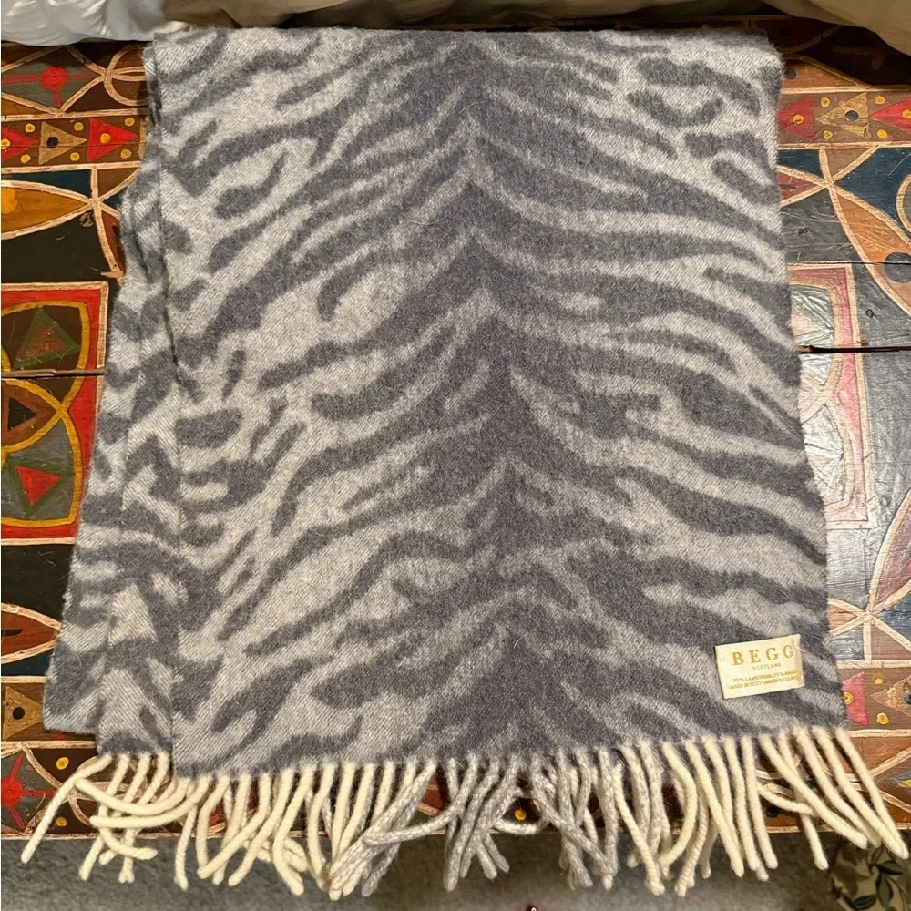 BEGG & CO Scotland Angora and Lambswool Large Animal Print Scarf